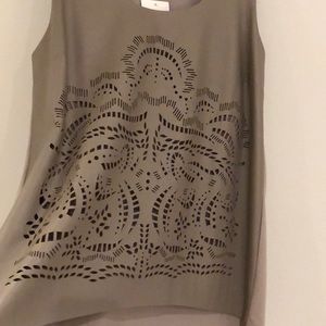 Leather front slate color tank top